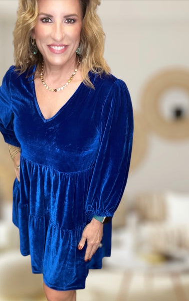 Blue Velvet Dress