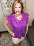 Purple Ruffle V-Neck