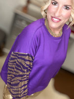 Tiger Print Sequins Sleeve